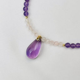 Колье "Венера & Сатурн" из Аметиста и Розового кварца 42 см +