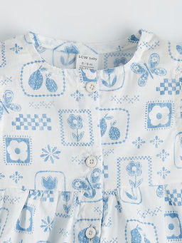 Desenli K?z Bebek Poplin Elbise