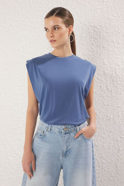 Indigo More Sustainable Modal Ay Kol Regular/Normal Kesim Bisiklet Yaka Orme T-Shirt TWOSS25TS00001