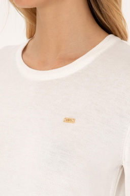 Kad_n Ekru Bisiklet Yaka Basic Kazak - U.s. polo assn фото 7