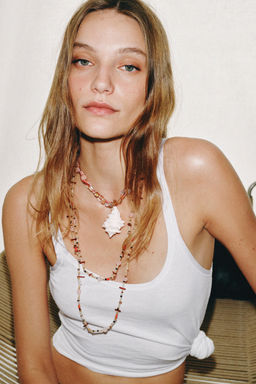 PACK 3 COLLARES COCHAS PIEDRA / Rosa