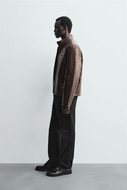 EMBOSSED LEATHER JACKET - Zara фото 4