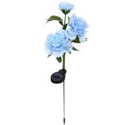 Светильник на солн.батарее (фигура на спице с подсветкой) "Великолепная роза" 73 см, Голубой (свечение белое)