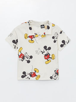 Resort Yaka K?sa Kollu Mickey Mouse Bask?l? Erkek Bebek Ti??rt ve ?ort 2li Tak?m - Waikiki фото 2