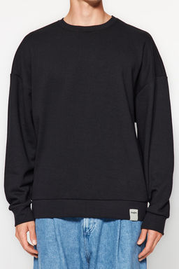 TRENDYOL MAN Siyah-Gri Melanj 2li Paket Oversize/Genis Kesim Ici Polar/S?cak Tutan Sweatshirt TMNAW24SW00001 - Trendyolmilla фото 6