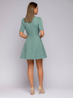 Платье цвета полыни с v-образным вырезом длины мини - 1001dress фото 3