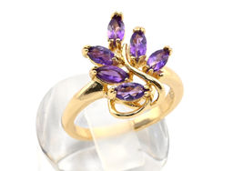 Кольцо с позолотой из аметиста "Завиток" , размер 16