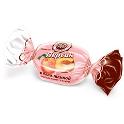 Персик в бело-темном шоколаде вес 220 г*5 шт (Микаелло)