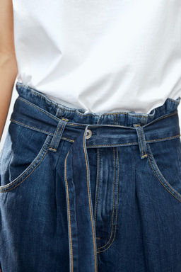 TRF HIGH-WAIST PAPERBAG BELTED JEANS - Zara фото 10