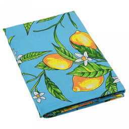 Скатерть 150х145см "Лимон, вид 4", длина стола до 110см, на 4 персоны, рогожка (хлопок 100%) 171г/м2, упаковка классическая, пакет ПВХ 28х41см, "Домашняя мода" (Россия)