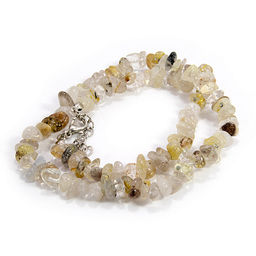 Бусы из камня Светлый Волосатик пробуждающий страсть 42см