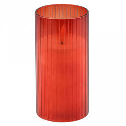 Свеча в цветной колбе, восковая, светодиодная на батарейках д7,5см h15,2см, свет теплый, с мерцанием, колба стекло, цвет терракотовый, питание от 2-х батареек АА (в комплект не входят), в коробке (Китай)