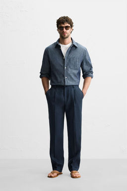 100% LINEN PLEATED TROUSERS - Zara фото 22