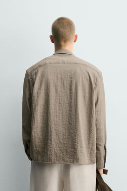 CAMISA RELAXED FIT EFECTO ARRUGADO / Beige - Zara фото 3
