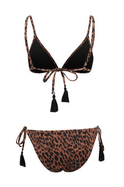 Leopar Desenli Ucgen Kapl? Puskul Detayl? Dusuk Bel Regular Bikini Tak?m? TBESS26BT00028