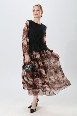 Платье NIKVA н740-26 чёрный и тигровая абстракция  фото 2