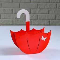 Кашпо деревянное Зонтик с подвесом, красный, 19921.5 см