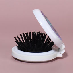 Расчёска массажная «Котики», складная, с зеркалом, d=6.5 см, МИКС