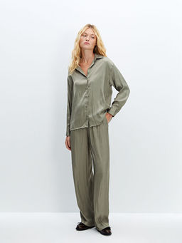 Beli Lastikli Saten Kad?n Pantolon