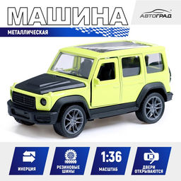 Машинка металлическая Джип, инерционная, 1:36, открываются двери, цвет зелёный
