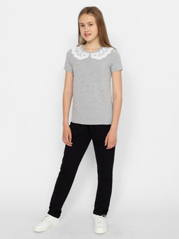 CRB wear/CWJG 63197-11 Джемпер для девочки,светло-серый меланж/Ex.Cherubino фото 3