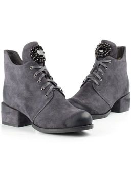 04-R181-2 GREY Ботинки зимние женские (натуральная замша, натуральный мех) - Фабричный китай фото 10