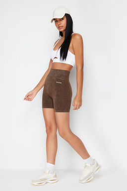 TRENDYOLMILLA Siyah Seamless/Dikissiz Y?kamal? Orme Spor Sort/K?sa Tayt THMSS23TY00034  фото 3