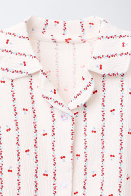 6-14 YEARS/ CHERRY AND FLOWER PRINT SHIRT AND TROUSERS PYJAMAS - Zara фото 6