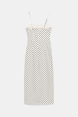 VESTIDO MIDI CORSETERO LUNARES / Blanco / Negro - Zara фото 7