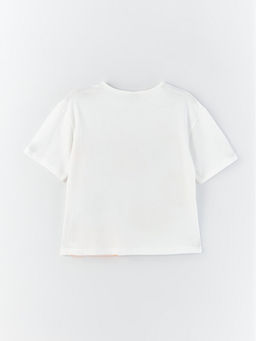 Bisiklet Yaka Bask?l? K?sa Kollu K?z ?ocuk Ti??rt - Waikiki фото 3