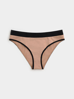 CONTE Poetic LB 1528 Трусы бикини из хлопка с ажурной тесьмой coffee-black