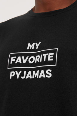Siyah Erkek Regular Fit Bask?l? Orme Pijama Tak?m? TMNAW22PT0759