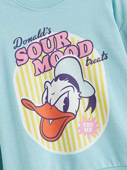 Bisiklet Yaka Donald Duck Bask?l? K?z ?ocuk Sweatshirt