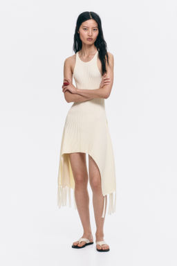 Vestido en punto acanalado con flecos - H&m фото 2