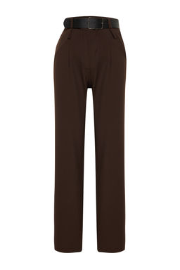 Limited Edition Kahverengi Wide Leg Kemerli Dokuma Kumas Pantolon TWOSS24PL00104 - Trendyolmilla фото 6