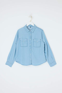 Mavi Oversize/Genis Kesim More Sustainable %100 Tencel Gomlek TWOSS26GO00119