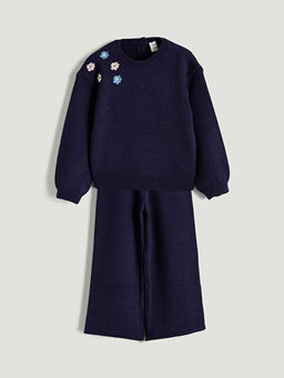 ?i?ekli Triko K?z ?ocuk Kazak ve Pantolon