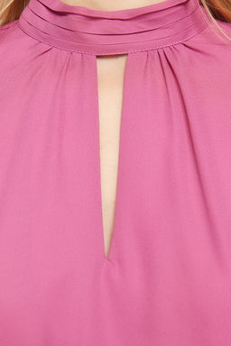 Mor Dik Yaka Uzun Kollu Dokuma Bluz TWOAW20BZ0461 - Trendyolmilla фото 5