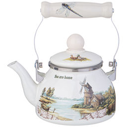 ЧАЙНИК AGNESS ЭМАЛИРОВАННЫЙ СО СЪЕМНЫМ ФИЛЬТРОМ ИЗ НЖС СЕРИЯ FAMILY HOUSE, 0,85 Л фото 2