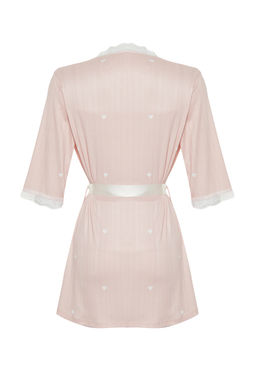 Trendyolmilla Pembe 5li Kusakl? Kurdele/Fiyonklu Fitilli Sortlu Orme Sabahl?kl? Pijama Tak?m? THMSS24PT00380  фото 14