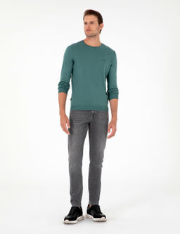 Ye_il Slim Fit Bisiklet Yaka Basic Triko Kazak - Pierre cardin фото 4