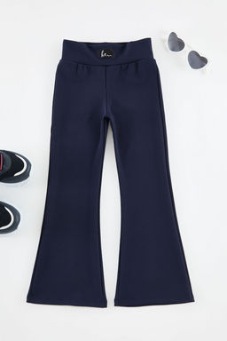 Lacivert K?z Cocuk Genis Paca/Flare Basic Orme Tayt TKDSS24TA00007 - Trendyolmilla фото 5