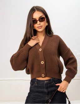 K13282 Кардиган (вязаный трикотаж) КОРИЧНЕВЫЙ