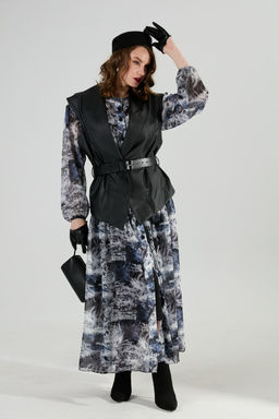 Платье NIKVA н1028-1 серая абстракция  фото 2