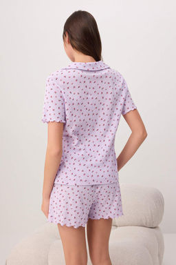Lila %100 Pamuklu _i_ekli Fitilli/Pointel _rme Pijama Tak_m_ THMSS26PT00204 - Trendyolmilla фото 4