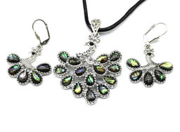 Набор из перламутра гелиотис подвеска, серьги павлин 43*50мм, 30*27мм, 46см