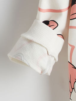 Bisiklet Yaka Minnie Mouse Bask?l? K?z Bebek Sweatshirt ve Tayt 2li