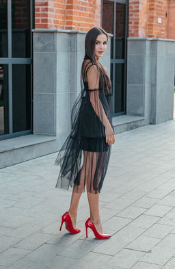 Двухслойное платье черный - Donna saggia фото 2