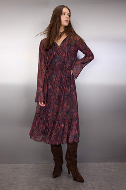 Bordo Soyut Baglama Detayl? Midi Orme Elbise TWOAW26EL00164 - Trendyolmilla фото 2