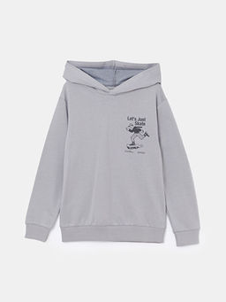 Kap??onlu Bask?l? Erkek ?ocuk Sweatshirt